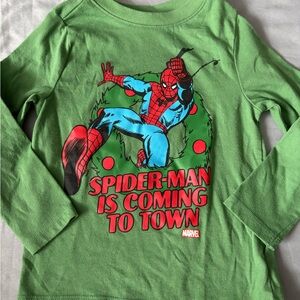Marvel Green Spider-Man Graphic Long Sleeve Shirt with Red & Blue Print